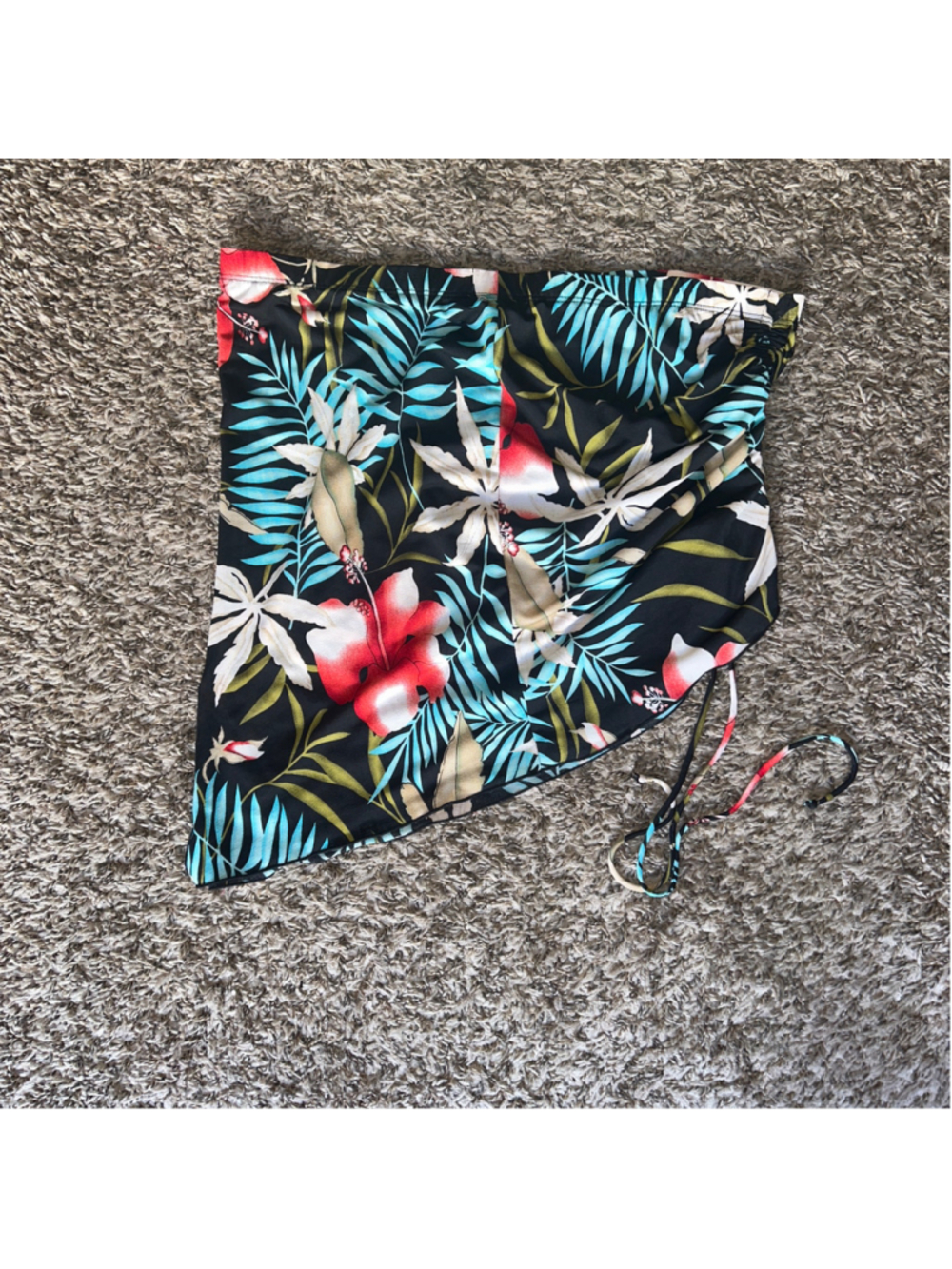 Women's Celine by Champion Tube Top 2X Tropical Floral Print Ruched Tie - Picture 3 of 3